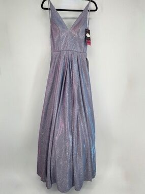 Blondie Nites Juniors Metallic Lavender-Silver Ball Gown – Size 3 - New / Flaws